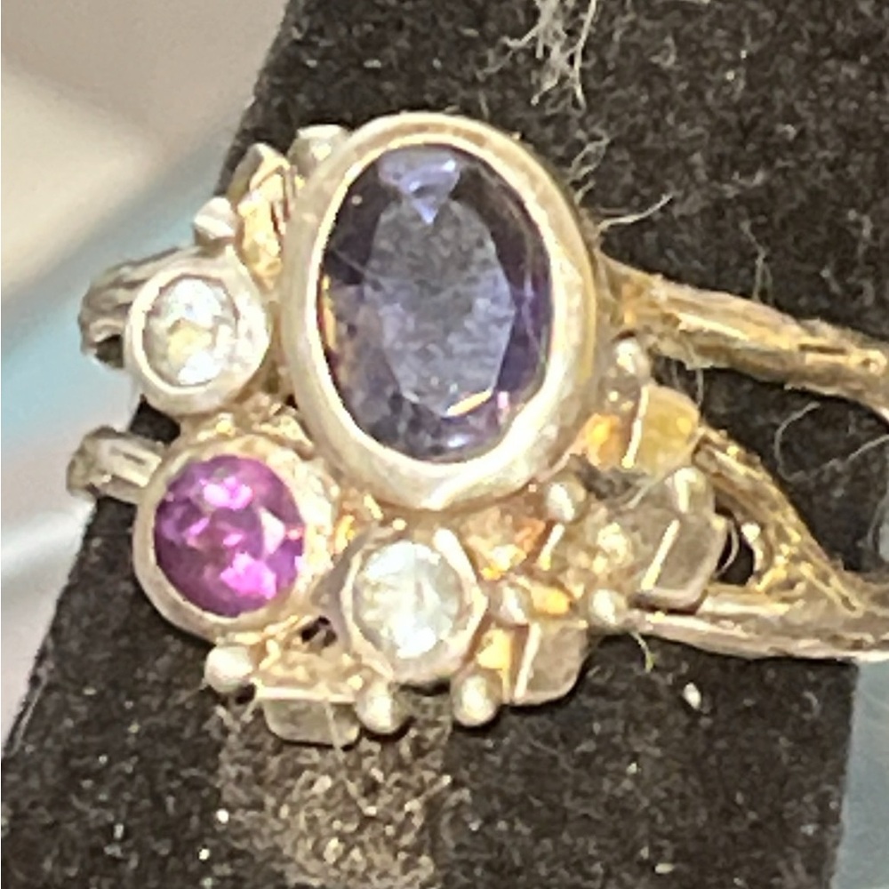 Artisan sterling silver blue tourmaline ring